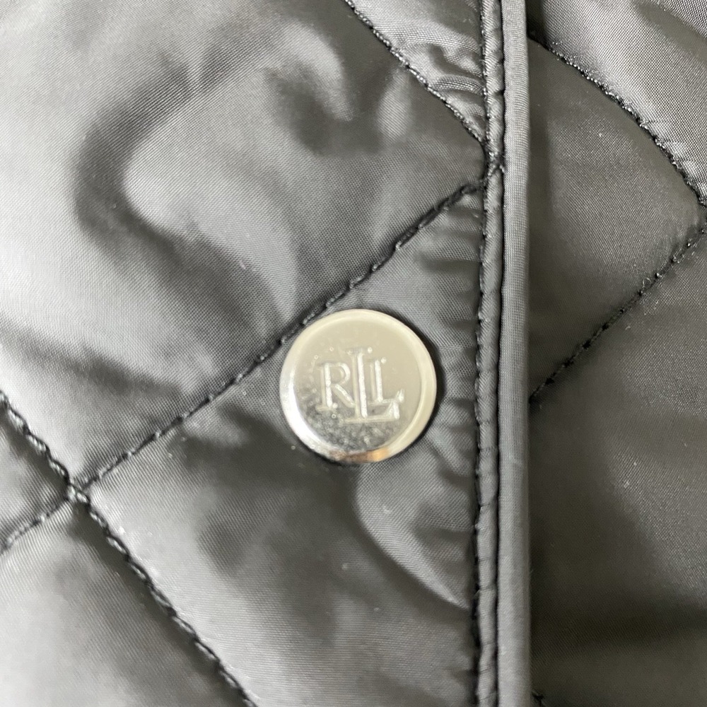 Lauren Ralph Lauren Quilted Vest Women's L Black Crest Logo Snap Front Puffer - Picture 9 of 16